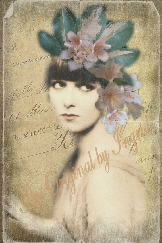 Floral Maiden Digital Collage Greeting Card(Featured in the 2010 Fall Issue of Somerset Digital Studio) (Suitable for Framing)