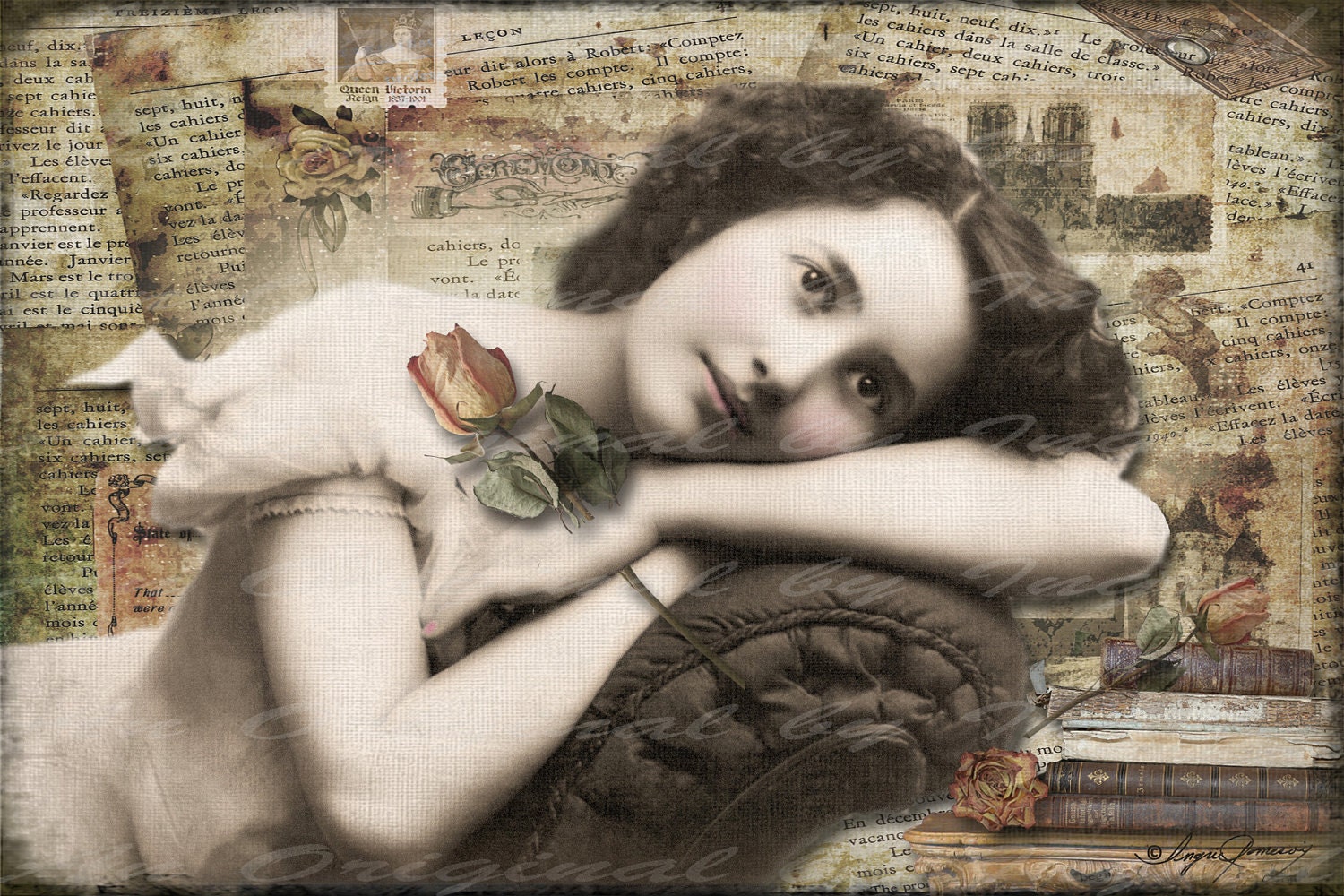 Beautiful Dreamer Digital Collage Greeting Card (Suitable for Framing)