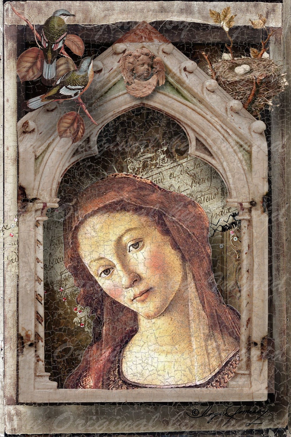 Maiden Shrine Digital Collage Greeting Card (Suitable for Framing)