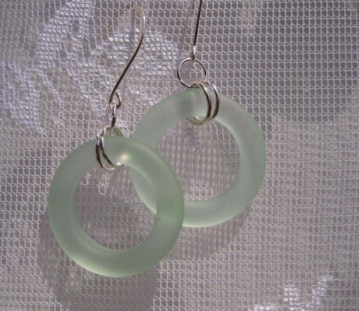 Tumbled glass vintage Coke hoop earrings