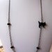 Black Cat Station Antiqued Brass Chain Necklace with Black Onyx Beads