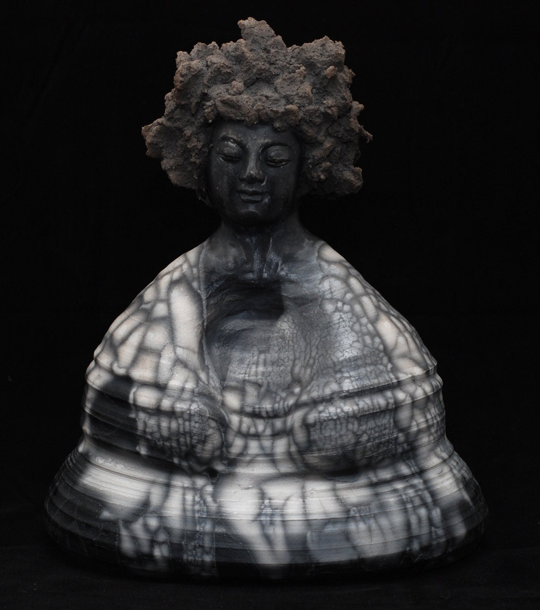 Buddha Statue Abstract in Black and White