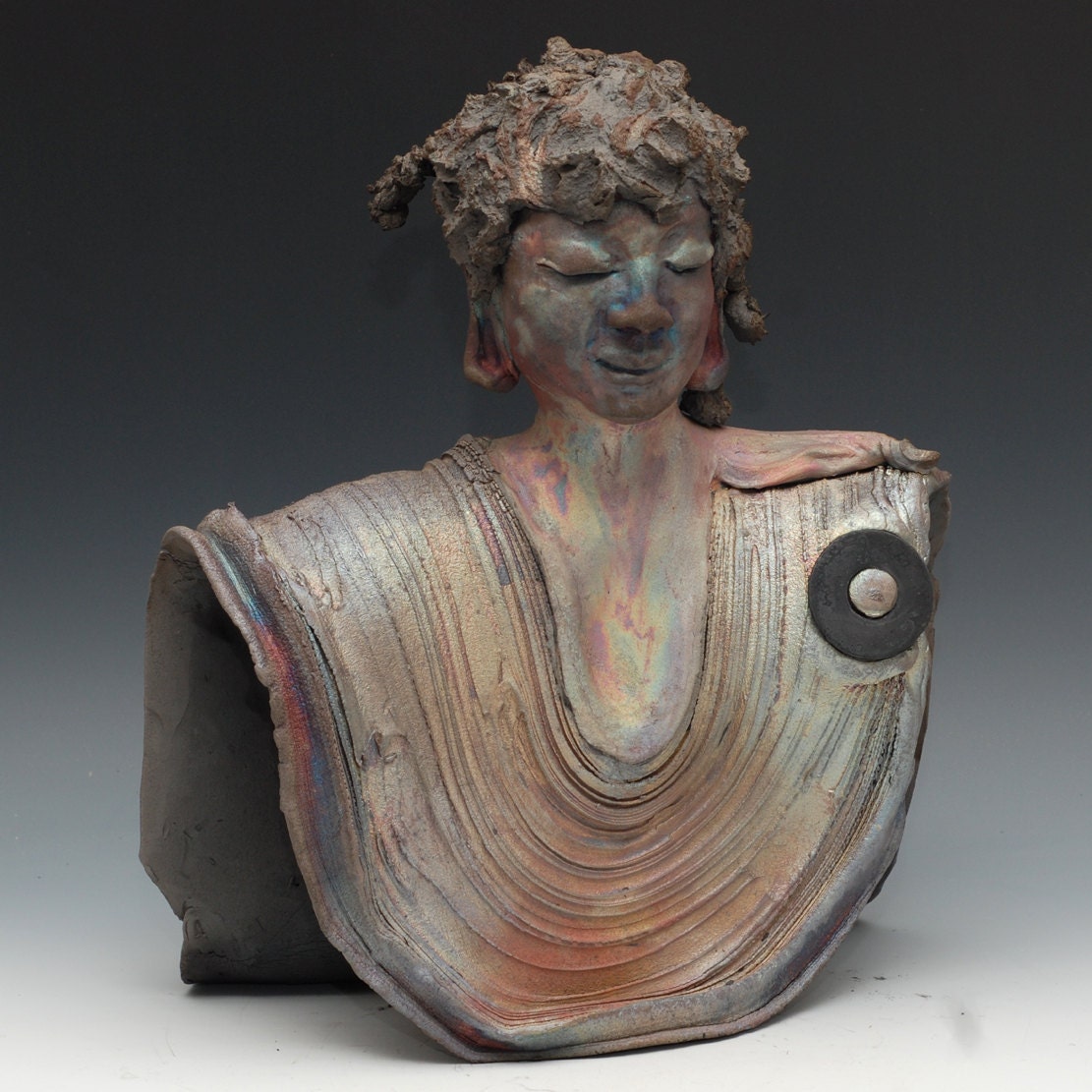 Modern Buddha Statue in Raku Ceramics