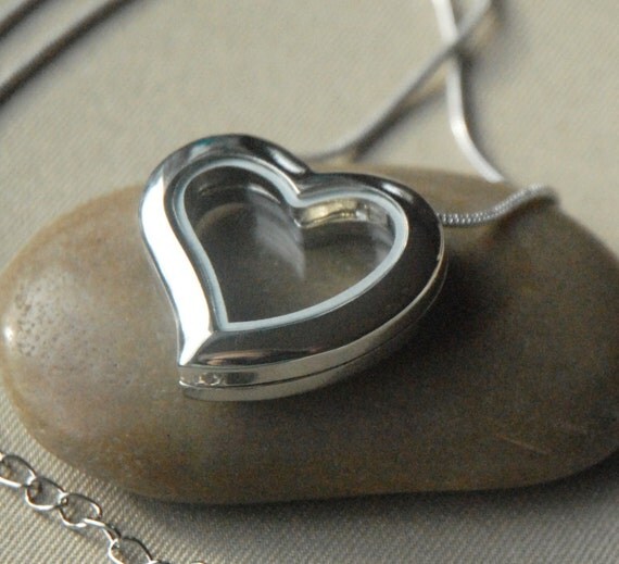 Large Clear Glass Heart Locket Pendant by GlassHouseSupplies