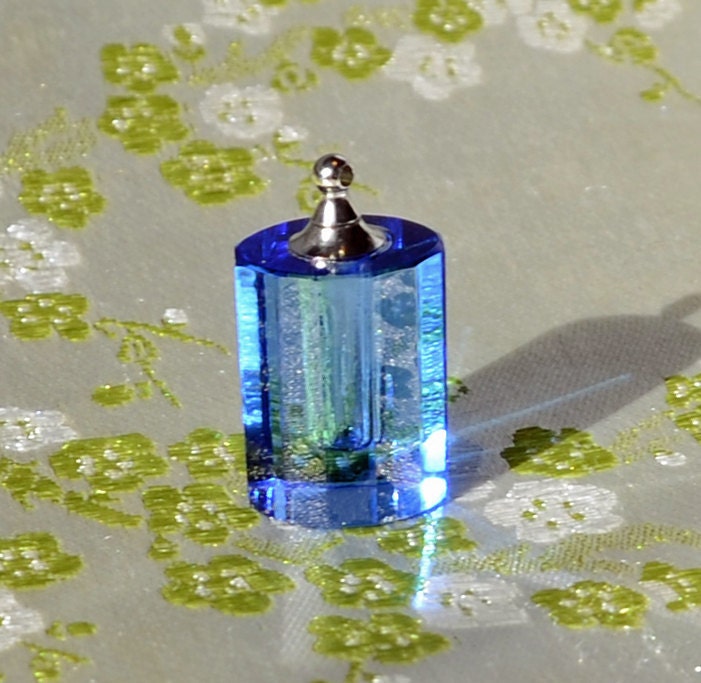 Large Cobalt Blue Crystal Perfume Vial Bottle Charm