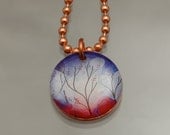 Handmade Copper Tree Charm Pendant Necklace Upcycled Repurposed Penny- Pastel Tree - Womens Jewelry