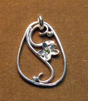 Silver and Peridot Pendant - August birthstone 
