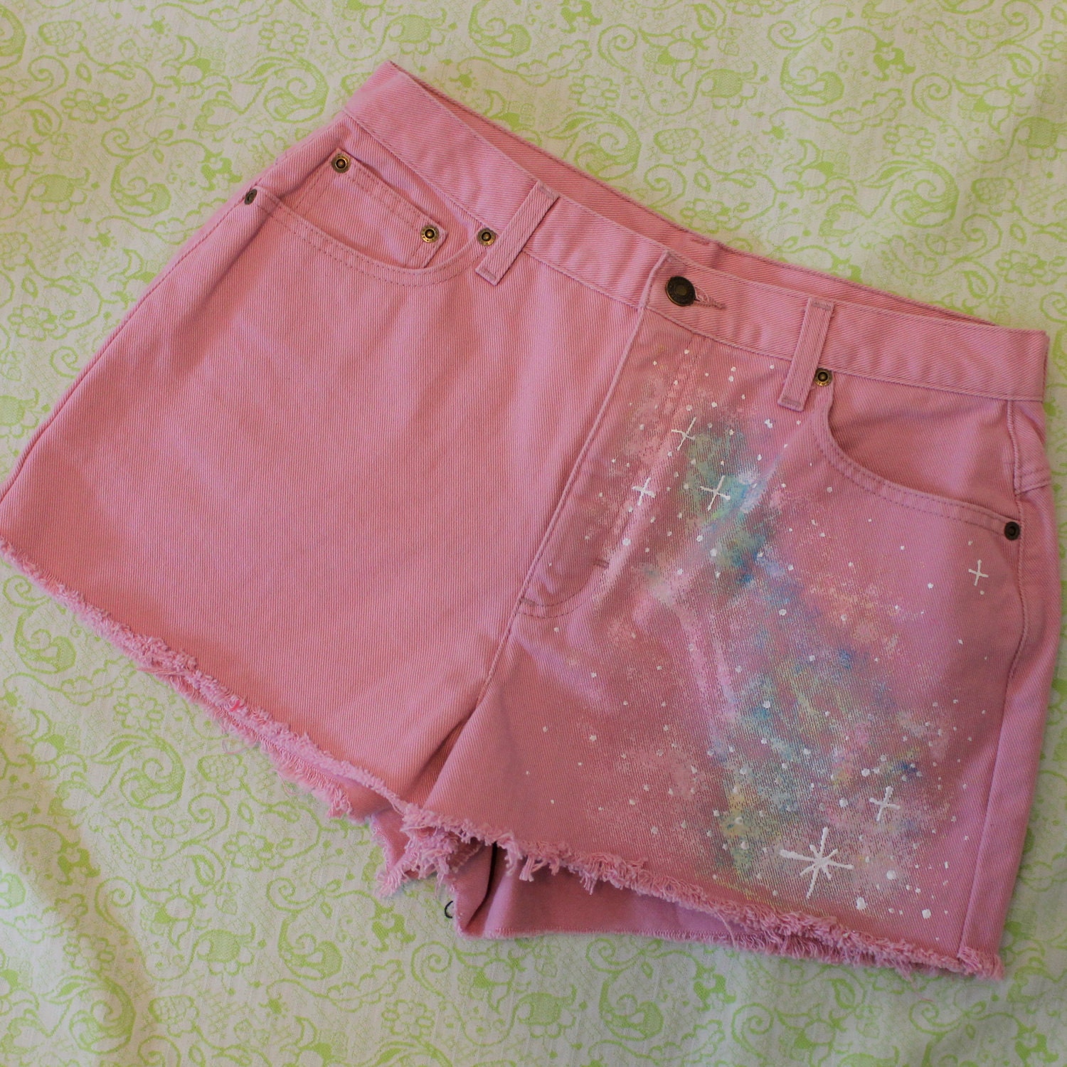 pastel pink galaxy shorts