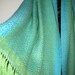 ON SALE Handwoven Shawl, Baby Camel and Silk, Blue and Green