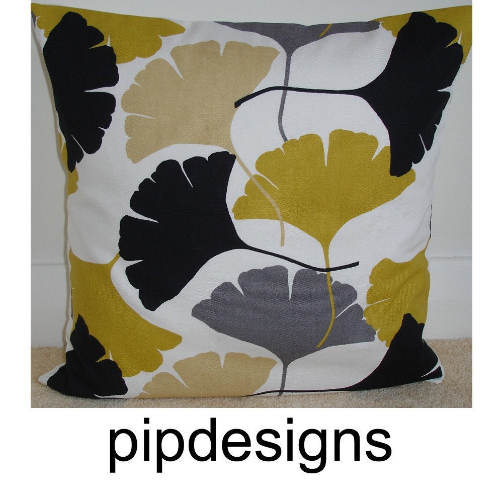16x16 Pillow Cover Ginkgo 16" Cushion Case Sham Cushion Cover Pillowcase Retro Mustard Black NEW 16"x16" Square Accent