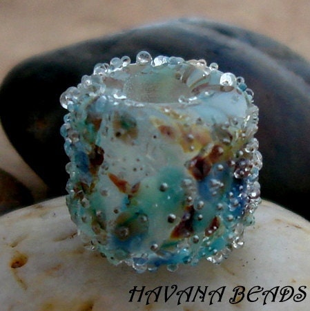 OCEAN TREASURE - Silver Sparkle Large Hole Lampwork Bead, Fits Pandora, Biagi and Troll