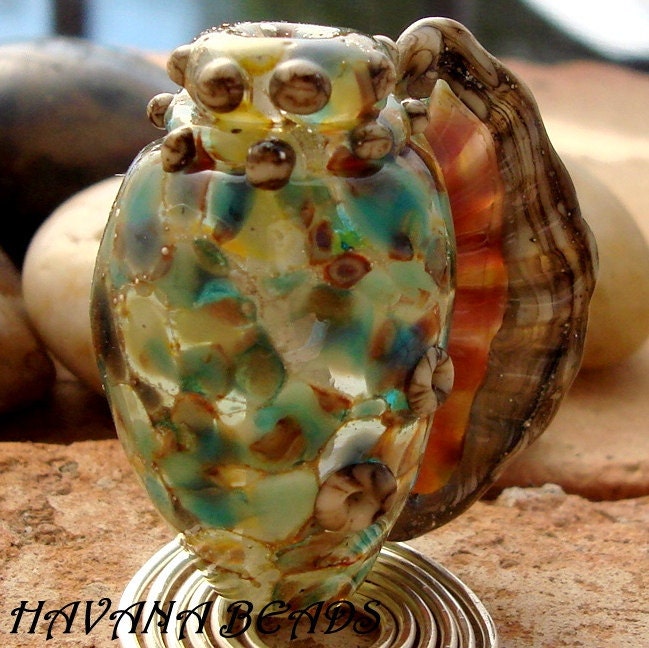 OCEAN TREASURE CONCH Shell - Large Handmade Lampwork Conch Shell Focal Bead
