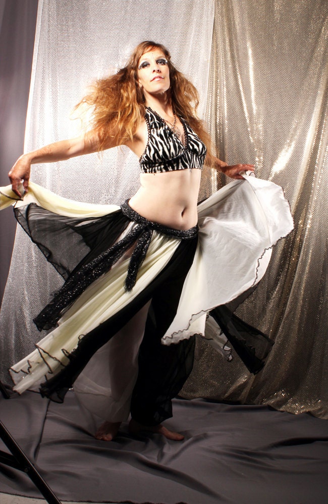 RESERVED. Black White  Harem Pants, Belly Dance, festivals, Tribal Fusion, Blooywood, Turkish Floorwork, Vintage Cabaret dancer