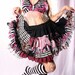 Lolita Circle Skirt. Victorian Princess Ruffle Skirt Patchwork round full Mini twirl spin dance black rose pink white stripes Gothic Lolita