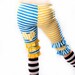 Carnival Knicker Pants, Yellow Blue Carnival Stripe Bloomer Knee length Low Waist ruffles Stretch Cotton Yoga Bike Shorts