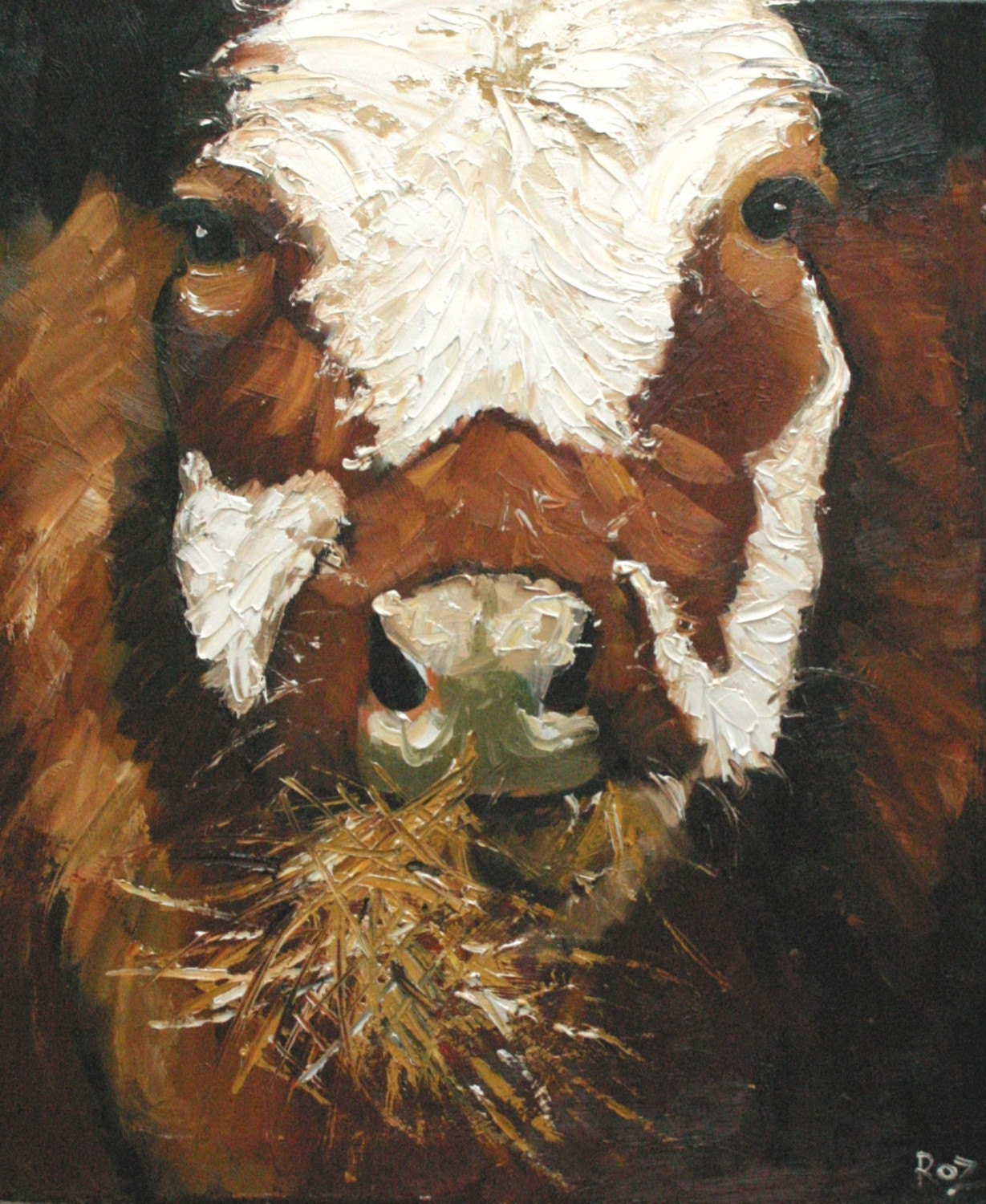 Print Cow201 16x20 inch Print from oil painting by Roz