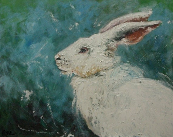 Print 11x14inch of rabbit1 from oil painting by Roz
