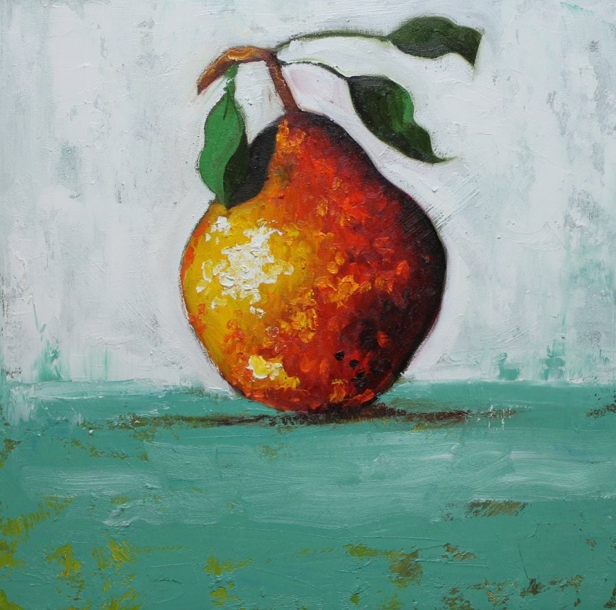 Pear 29 20x20 inch original oil painting by Roz