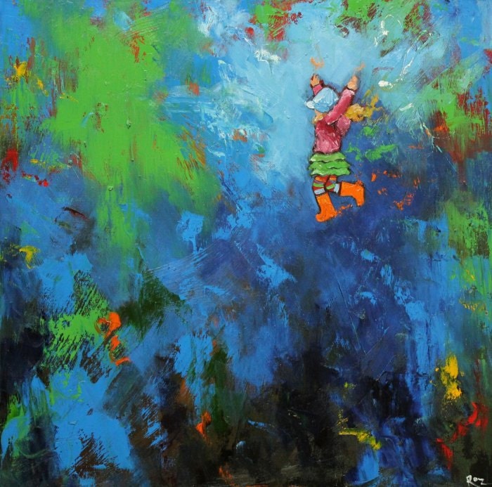 Leap painting 367 24x24 inch original oil painting by Roz