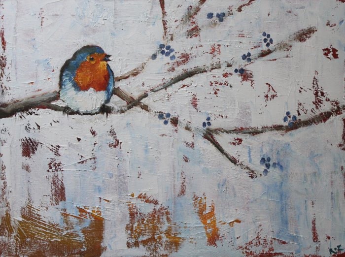 Bird 120 Robin 18x24 inch original oil painting by Roz