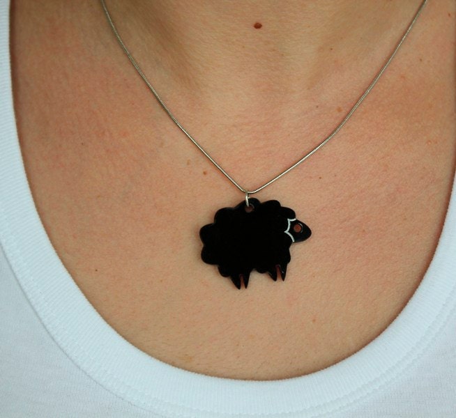 Mini Black Sheep Necklace,Plexiglass Jewelry,Lasercut Acrylic,Gifts Under 25