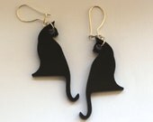 Black Cat Earrings.Halloween Earrings,Plexiglass Jewelry,Lasercut Acrylic