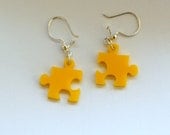 Puzzle Earrings Yellow,Plexiglass Earrings,Lasercut Acrylic,Gifts Under 25