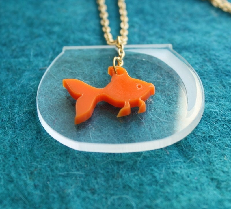 Goldfish Necklace,PlexiglassJewelry,Lasercut Acrylic,Gifts Under 25