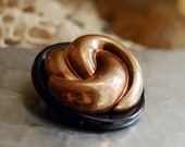 Vintage Button Brooch Copper Knot Metallic Button Jewelry