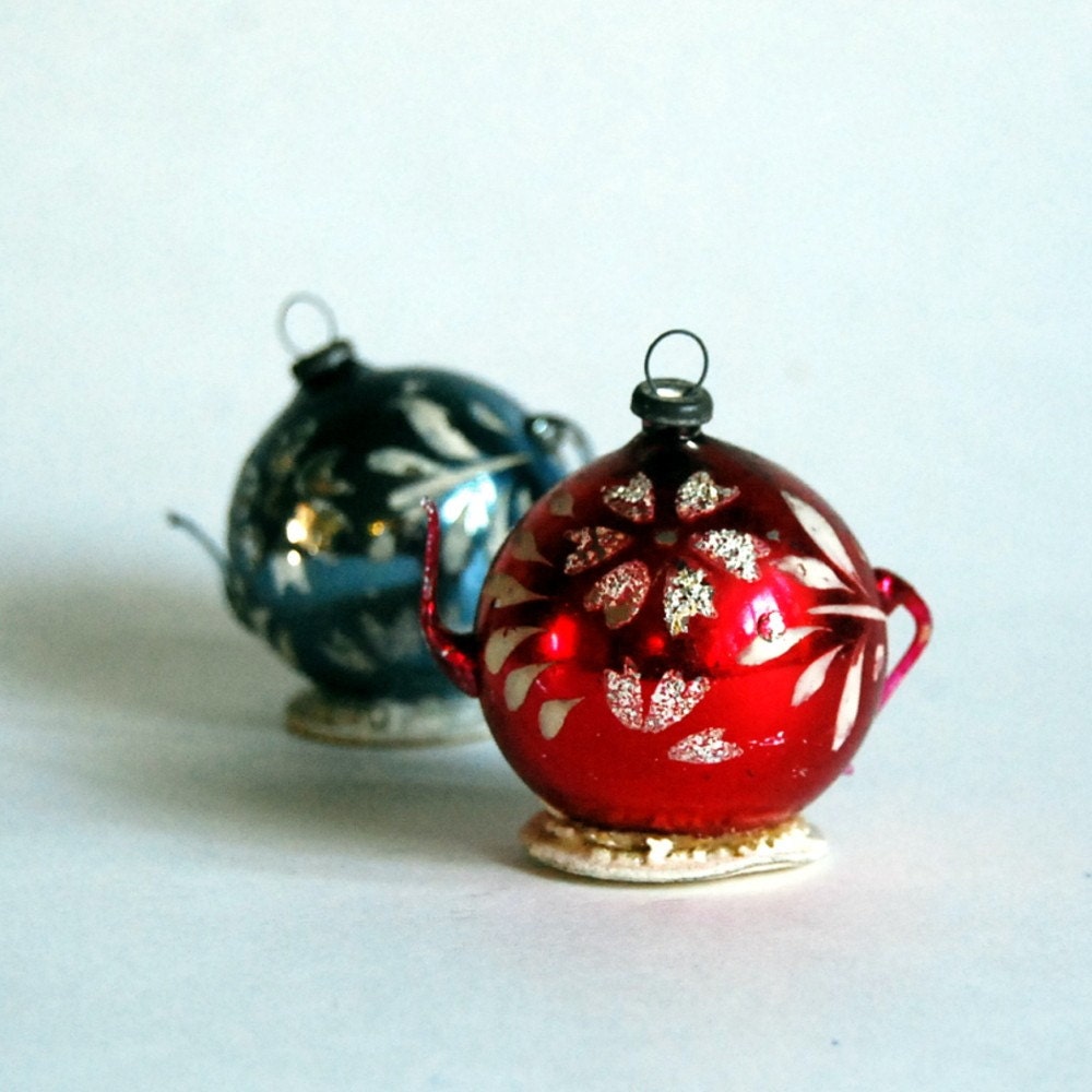 Vintage Blown Glass Teapot Ornaments Made in by CalloohCallay