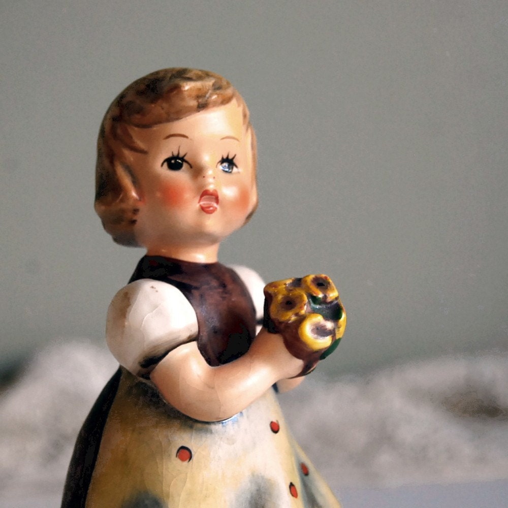 Vintage Hummel Figurine, For Mother, Girl with Flowers, TMK 4, 1963