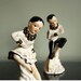 Vintage Figurines Ballerina Ceramic Dancer Statues, Black, White, and Gold Ballet Dancers