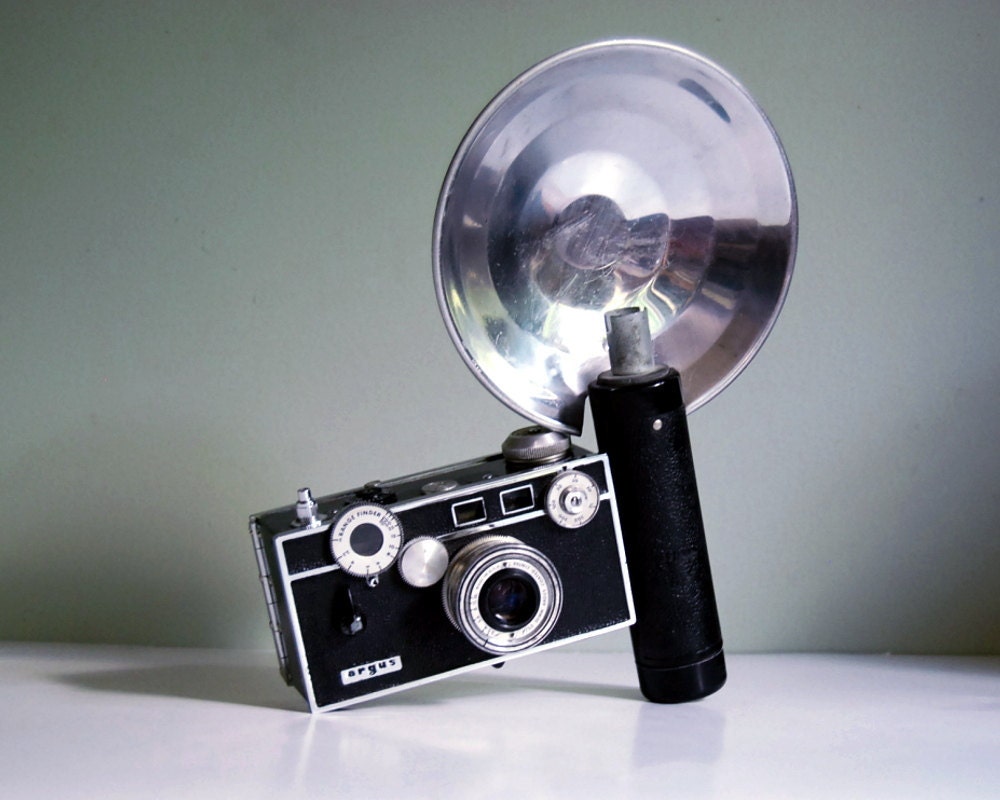 Vintage Camera Argus C3 with Flash, Case, and Accessories