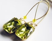 Rhinestone Earrings Bridesmaid Vintage Swarovski Daffodil Yellow Faceted, Extra Long Dangles