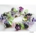 Charm Bracelet, Spring Flowers, Purple Lilac Mint Green, Lampwork Glass Beads, Vintage Lucite, Swarovski Crystals Sterling Silver
