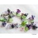 Charm Bracelet, Spring Flowers, Purple Lilac Mint Green, Lampwork Glass Beads, Vintage Lucite, Swarovski Crystals Sterling Silver