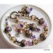 Bracelet & Earrings, Lampwork Glass Swarovski Crystals Sterling Silver - Autumn Violets