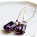 Rhinestone Earrings Vintage Swarovski Amethyst Purple Antique Brass 1950s Estate, Perfect for Bridesmaids