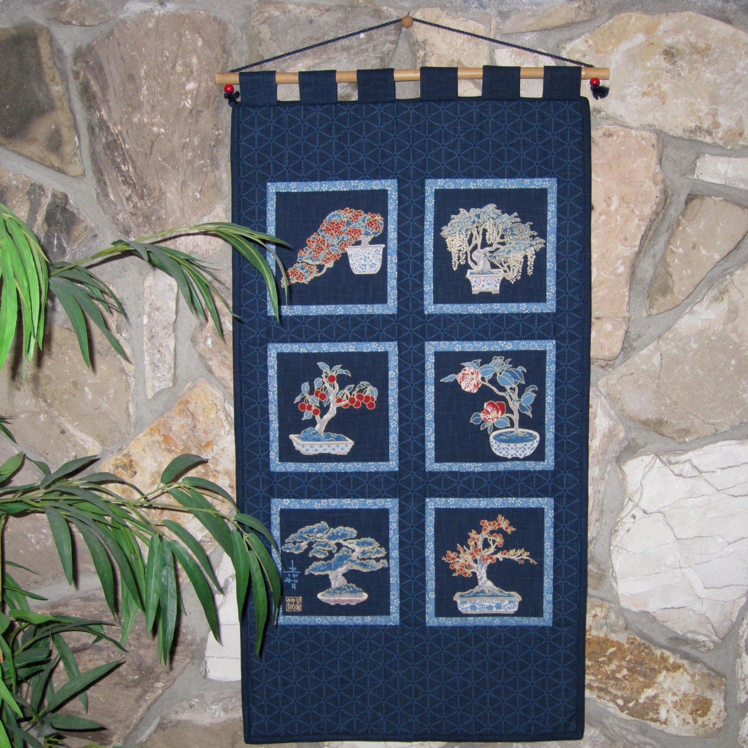 Japanese Bonsai Trees Quilted Wall Hanging SALE