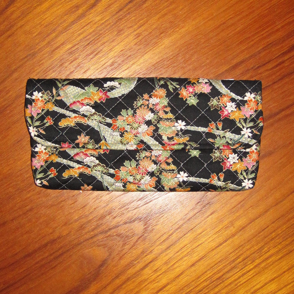 Quilted Coupon Holder Organizer Wallet Floral Japanese Asian Design