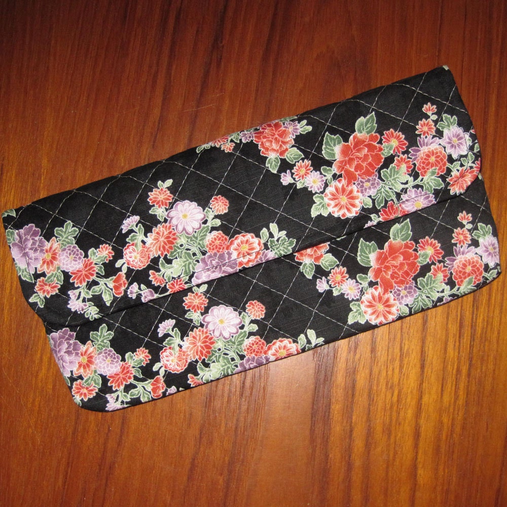 Coupon Organizer Wallet Quilted Japanese Fabric Floral Design