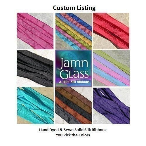 You Pick 6 Solid Colors Hand Dyed Silk Ribbons Strings Custom Assortment