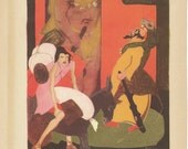 Antique Jean De Bosschere - The Frogs Greek Play - Illustration Color Lithograph Print