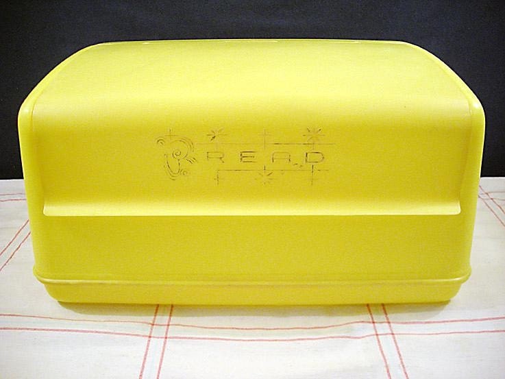 Vintage Lustro Ware Yellow Plastic Bread Box by vintagegoodness