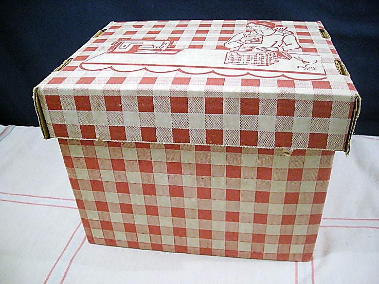 Vintage Red Cardboard Sewing Pattern Storage by vintagegoodness