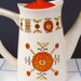 Vintage Ceramic Tea Coffee Serving Set Orange Retro Floral Flowers Brinn's Japan