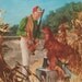 Vintage Color Lithograph Print - Calendar Top Salesman Sample 8x10 - Hunter Hunting Dog