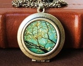 Photo Locket Necklace - Reach- Enchanted Nature Forest Trees Wearable Art Locket