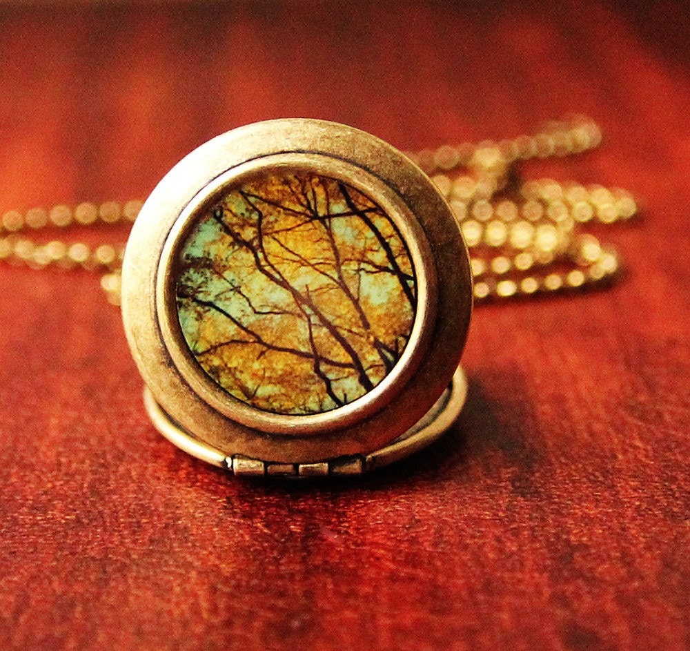 Leaves Of Gold -Summer Harvest Nature Photo Locket Necklace