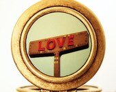 Love Signs - Photo Locket - Romantic Red Neon Vintage Letters of Love Locket Necklace